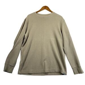 Eddie Bauer Waffle-Knit Shirt Men’s Large Pullover Outdoor Stretch Beige Brown